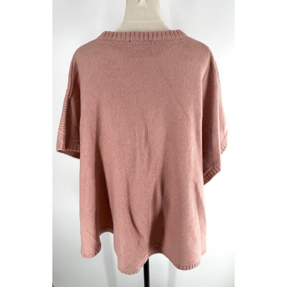 Ann Taylor Loft Women Bobble Pink Modern Poncho Sweater Wool Blend M/L Knit - Picture 5 of 8
